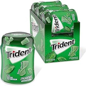 lot 3701 image: Trident Unwrapped Spearmint Sugar Free Gum, 6 Bottles of 50 Pieces (300 Total Pieces)