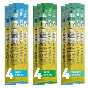 lot 3773 image: Lorissas Kitchen Premium Grass-Fed & Finished Beef & Free Range Turkey Jerky Snack Sticks 12-Pack 8g Protein, Certified Free from Top 9 Allergens, Gluten-Free, Non-GMO, Zero Sugar, Keto, Paleo