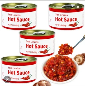lot 3808 image: 8 Cans Sun Grains Mushroom Hot Sauce