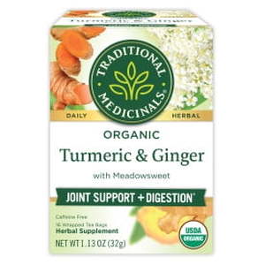 lot 3850 image: Traditional Medicinals  Organic Turmeric with Meadowsweet & Ginger Herbal Tea Bags  16 Count