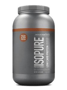 lot 3855 image: Isopure  Low Carb 100% Whey Protein Isolate  25g Protein Powder  Chocolate Peanut Butter  3 lb - Retail $80