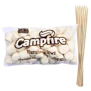 lot 3856 image: 1 Pound of Large White Marshmallows with Bonus Roasting Sticks - Made with Natural Vanilla, No Artificial Flavors - Great for Campfires, SMores, Rice Crisp Bars, Cake Garnishes, Hot Chocolate