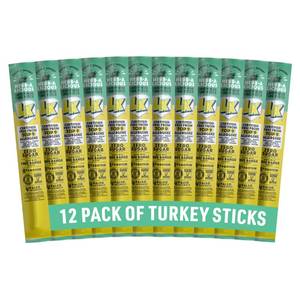 lot 3891 image: Lorissas Kitchen Premium Free Range Jerky Snack Sticks 12-Pack Herb-A-Licious Turkey Flavor, 8g Protein, Certified Free from Top 9 Allergens, Gluten-Free, Non-GMO, Zero Sugar, Keto, Paleo