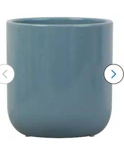 lot 9254 image: allen  roth Round 5.12-in W x 5.12-in L Blue Ceramic Indoor Planter 2 pack