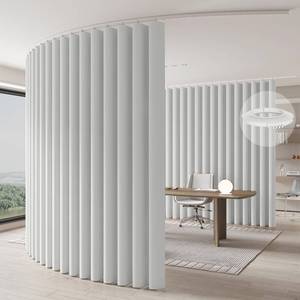 lot 9302 image: Jilron Room Divider Curtain Ceiling Curtain Track Set for Blackout and Privacy (White Curtain  White Track) 106 W x 84 L -1 Piece