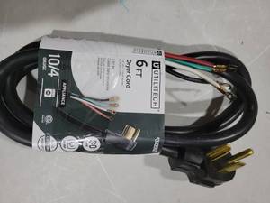 lot 9316 image: Utilitech 6ft Dryer Power Cord 104 Gauge