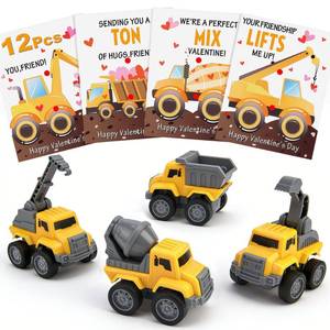lot 9328 image: MUSINOTE Valentines Day Gifts for Kids, 12Pack Construction Vehicles Toys Valentines Cards Bulk Valentine Exchange Cards Novelty Toys for Boys Girls Toddlers Class Classroom School Party Favor