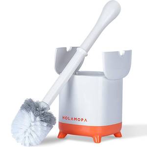 lot 9342 image: HOLAMOPA Toilet Bowl Brush and Holder Set, Toilet Cleaner Brush with Automatic Dripping-Free Holder, Rugged Handle and Enduring Bristles for Bathroom and Small Spaces Cleaning, (White, 1 Pack)