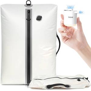 lot 9345 image: BAGAIL TPU Vacuum Bag for Travel, Reusable Compression Bag with IPX8 Waterproof Zipper, Save Space for Suitcase, Backpack and Carry on (White, Large, With Pump)