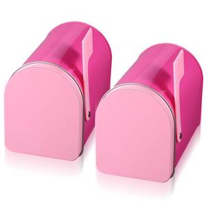 lot 9357 image: Tandefio 2 Pcs 5 x 3 Tinplate Mailbox Toy Mini Tin Small Decorative Tiny Mailbox DIY Craft Gift for Boys and Girls Greeting Card Classroom Party Prize Supply (Pink)