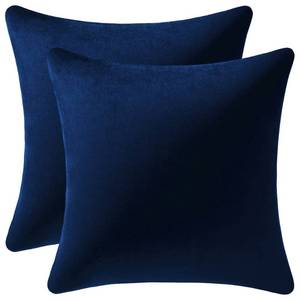 lot 9371 image: DEZENE Throw Pillow Covers 16x16 Navy Blue Pack of 2 Cozy Soft Velvet Square Modern Luxury Decorative Throw Pillow Cases for Sofa Couch Living Room Bed Home Decor