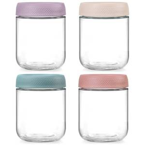 lot 9372 image: NETANY 4-pack 16oz Glass jars with Airtight Lids, Overnight Oats Containers with Lids, Wide mouth Mason Salad jars, Glass Food Storage Containers for Snacks Yogurt Spice Sugar