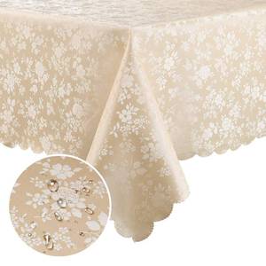 lot 9373 image: Smiry Rectangle Table Cloth, Waterproof Heavy Duty Vinyl Tablecloths, Wipeable Washable Table Cover for Kitchen and Dining Room (Beige, 54 X 108)