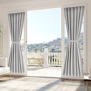 lot 9374 image: Vatge Dual Rod Pocket Side Door Window Curtains - French Door Curtain for Front Door, 1 Panel, W25 x L80, Silver Grey