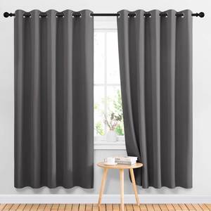 lot 9376 image: NICETOWN Blackout Curtains Panels for Living Room, 2 Panels, 66 x 70 Inch, Gray, 3 Pass Microfiber Noise Reducing Thermal Insulated Solid Ring Top Blackout Window Drapes