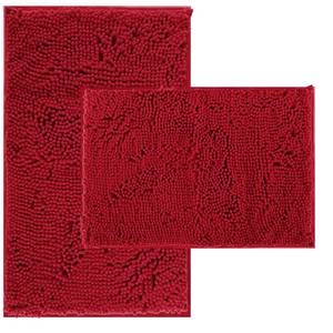 lot 9386 image: RUN HELIX Bathroom Rugs, Chenille Bath Mat, Non-Slip, Machine Washable Bath Rugs - Ultra Soft Bath Mats, Dries Quickly, Bathroom Rug Set of 2 Red Batroom Mats Set-32x2024x16 Inch Christmas Rug