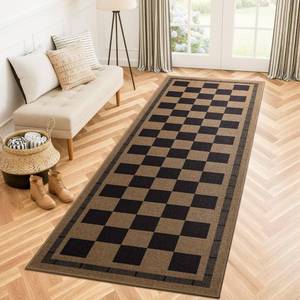 lot 9393 image: Vasofe 2x6 Runner Rug for Hallway, Washable Checkered Jute Rugs, Outdoor Indoor Patio Porch Balcony Bedroom Kitchen Laundry Geometric Mat, Non Slip Plaid Farmhouse Design Carpet, Black and Brown