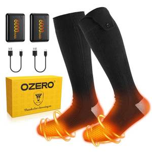 lot 9429 image: OZERO Heated Socks for Men Women 6000mAh Rechargeable Heated Socks with 4 Heat Settings, Electric Heated Socks Foot Warmer for Camping, Skiing, Hiking, Hunting, BlackMedium