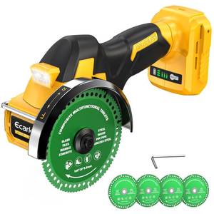 lot 9432 image: Ecarke Cordless Cut Off Tool Compatible with DeWalt 20V Battery, 4 Circular Saw Brushless Motor with Blades, 18,000 RPM Mini Cut Off Tool Kit for WoodMetalPlasticTileStone Cutting, NO BATTERY