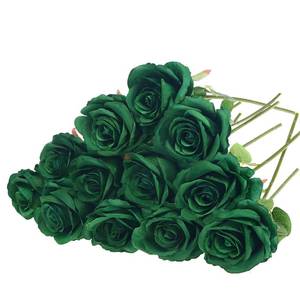 lot 9441 image: Felice Arts 12 Pack Green Artificial Roses Emerald Green Flowers with Stems Silk Roses Fake Flowers Bouquet for Christmas St Patricks Day Wedding Centerpiece Table Vase Home Kitchen Party DIY Decor