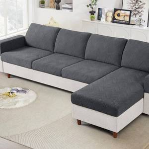 lot 9458 image: Ruaozz Couch Cushion Covers for Sectional Sofa Stretch Seat Cushion Covers Washable Sofa Slipcovers for L Shaped Soft Furniture Protector Pet Friendly (2 PC Seat  1 PC Chaise Cover, Dark Gray)