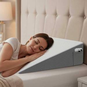lot 9461 image: Vimoli Bed Wedge Pillow for Sleeping & Resting, 8 inch Incline Pillow Wedge for Adults Seniors, Back Support and Leg Elevation, Cooling Memory Foam Top, Ideal for Couch, Bedroom & Living Room