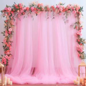 lot 9463 image: Pink Tulle Backdrop Curtain for Parties Girls Baby Shower 10ft X 8ft Light Pink Sheer Backdrop Curtains for Birthday Party Wedding Photo Booth Decorations 2 Panels 5ft X 8ft