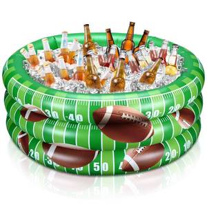 lot 9472 image: Fourluoo Football Part Decoration Inflatable Football Cooler Blow up Summer Beach Pool Drink Holder Ice Tray Food Drink Containers for Sports Game Beer Beverage for Birthday Party Supplies