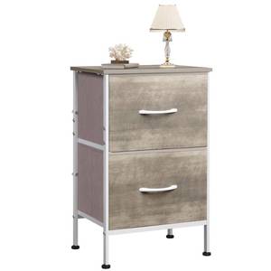 lot 9491 image: WLIVE Night Stand, Greige Nightstand with 2 Fabric Drawers, Small Dresser for Bedroom, Bedside Table End Table with Storage Drawer, College Dorm, Dormitory, Greige Oak