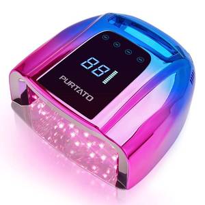 lot 9496 image: PURTATO Professional Rechargeable 96W UV LED Portable Cordless UV Light for Nail Lamp Machine with Removable Stainless Steel Bottom,4 Timer Setting and Smart Sensor Nail Dryer (Blue&Purple)