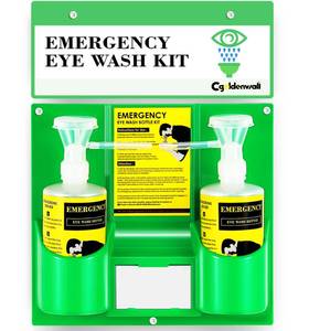 lot 9502 image: CGOLDENWALL Eye Wash Station Portable Emergency Eye Wash Kit, Wall Mounted Eyewash Station OSHA Approved, 2  16.9oz Bottles, with Mirror & Emergency Sign, Safety Material, NO Solution