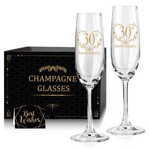 lot 9509 image: Tom Boy 30th Anniversary Champagne Flutes, 30th Wedding Anniversary Couple Gifts, Wedding Anniversary Champagne Flutes Glasses Set of 2, Couples gifts, Anniversary 30th Gifts for Parents