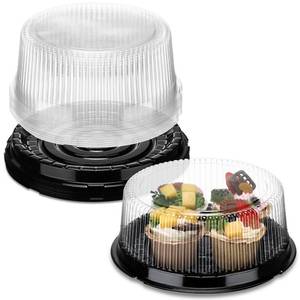 lot 9513 image: Nuanchu 12 Pieces 8 Inch Disposable Cake Containers with Lids Plastic Serving Tray Clear Platters with Clear Lids Round Disposable Cake Holder for Storing Party Takeout Food Catering Display