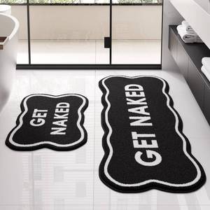 lot 9526 image: &nbspBSSN Get Naked Bath Mat Bathroom Rugs Set of 2 Non Slip Absorbent, Black Cute Scalloped Long Bath Rug for Bathroom Floor and Shower Tub Funny Decor for Apartment, Machine Washable 16 x2418x47 Inch