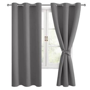 lot 9529 image: Hiasan Blackout Curtains for Bedroom, 42 x 63 Inches Length - Thermal Insulated & Light Blocking Window Curtains for Living Room, 2 Drape Panels Sewn with Tiebacks, Light Grey