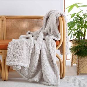 lot 9530 image: Ultra Soft Cozy Sherpa Throw Blanket, 2 Tones Ombre Light Brown Pattern Reversible, Light Weight Warm Decorative Boho Style Throw Blanket Cover for Sofa, Couch, Bedroom,Travel, 60x80