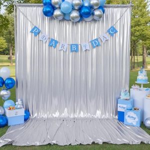 lot 9535 image: 10ftx10ft Sequin Silver Backdrop Curtain Panels for Parties, Wrinkle Free Thick Glitter Sparking Photo Backdrop Drapes, 2 Panels 5x10ft Shimmer Back Drop Cloth for Wedding Birthday Photography