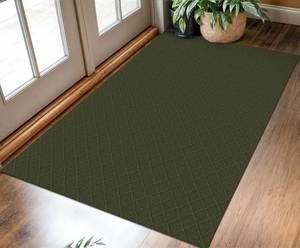 lot 9543 image: KOZYFLY Area Rug 3x5 Ft Washable Rugs for Entryway Non Slip Rubber Backed Throw Rugs Indoor Door Mat Woven Cotton Floor Carpet for Front Door Entrance Foyer Kitchen, Dark Green