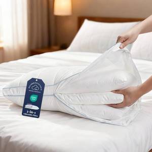 lot 9550 image: PlushHavenCloud 3-in-1 Adjustable Pillows Bed Pillow - Hotel Pillow Queen Size Pillow for Sleeping with 3 Removable Inserts, Assemblable Height & Soft Firm Pillows for Back, Stomach or Side Sleepers