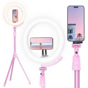 lot 9551 image: UBeesize Upgraded 12 Ring Light with 62 Tripod Stand and Magnetic Phone Holder,LED Selfie RingLight for iPhone with Remote,Circle Light for TiktokYouTubePhotographyMakeupLive Stream Pink