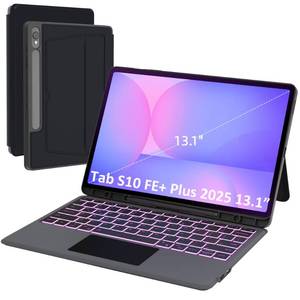 lot 9553 image: Keyboard Case for Samsung Galaxy Tab S10 FE Plus 13.1 inch 2025 7 Colors Backlit Keyboard with Trackpad  Smart Touchpad Magnetic Detachable Wireless Key Board Cover with Pen Holder and Kickstand