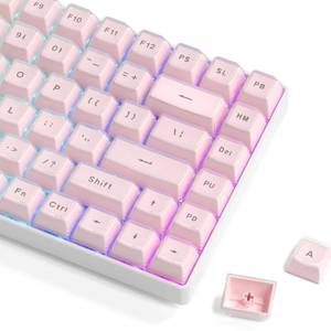 lot 9555 image: Womier Pink Jelly Keycaps, Mechanical Keyboard for keycaps Set, OEM Profile Key Cap, 113-Key Cute Custom Keycaps for 60%,75%,100% Mechanical Keyboards with CherryGateron MX Switches