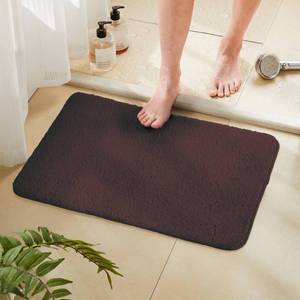 lot 9557 image: TECHMILLY Fluffy Bathroom Rug Mat 32x20, Absorbent Thick Non Slip Microfiber Mats, Quick Dry Machine Washable Bath Rug for Bathroom Floor, Bathtub and Shower, Brown