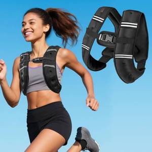 lot 9568 image: Weighted Vest with Adjustment Straps for Men Women, 8lbs Weight Vest with Reflective Stripes for Workout, Strength Training, Running, Fitness, Hiking, Weight