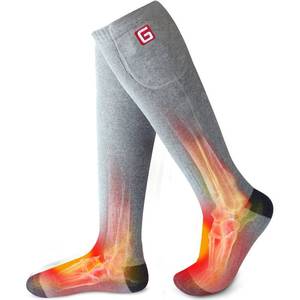 lot 9578 image: Heated Socks Mens Rechargeable Electric Winter Socks Battery Powered Cold Weather Sox Washable Arthritis Feet Warmer for Winter Skiing Hunting Camping Oudoot Work