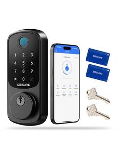 lot 9584 image: DESLOC Smart Door Lock B200, Smart Deadbolt Lock, Keyless Entry Door Lock, Fingerprint Smart Lock, Smart Locks for Front Door, App Control, Touchscreen Keypad Deadbolts,12-Month Battery, BHMA Grade3