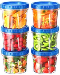 lot 9588 image: BiuLeon 6 Pack-24 oz Freezer Storage Containers, Plastic Food Storage Containers with Twist Top Lids, BPA Free and Reusable Soup Containers with Lids, LeakproofMicrowaveDishwasher Safe