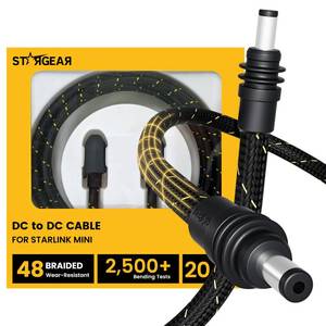 lot 9591 image: Starlink Mini Cable 16.4FT, Braided Wear-Resistant 20AWG Replacement Starlink Mini DC Power Cable Starlink Mini Accessories, Starlink Power Cord Outdoor (5M)