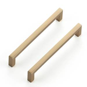 lot 9596 image: Ravinte Cabinet Handles Solid Slim Champagne Bronze 10 Pack 5 Inch Hole Center Square Bar Drawer Handles Kitchen Cabinet Pulls Drawer Kitchen Cabinet Hardware
