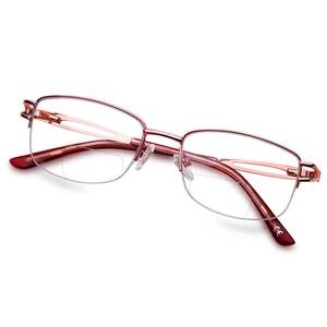 lot 9606 image: LianSan Metal Bifocal Reading Glasses for Women,Stylish Half Rim Zero Top Blue Light Blocking Computer Reader(Pink,2.0x)